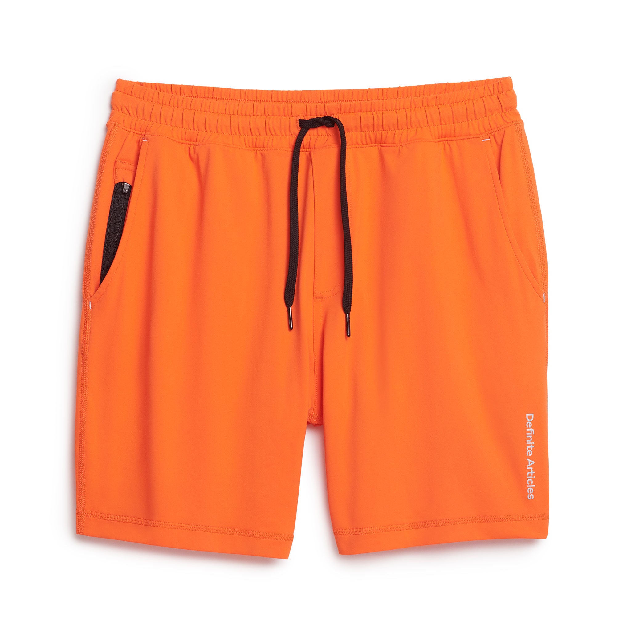 Orange Tor Shorts by Definite Articles, front view.