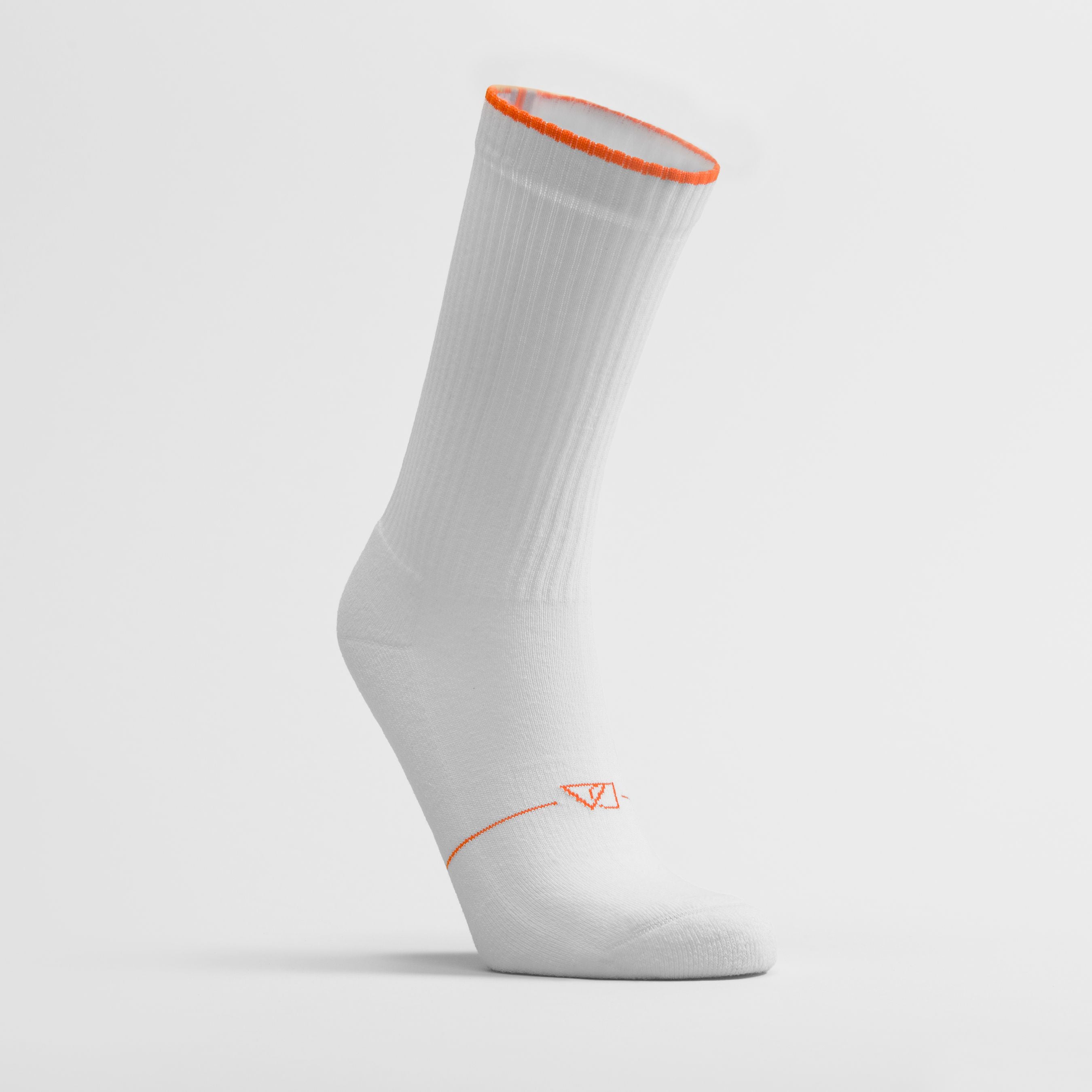 White women's crew sock by Definite Articles, close-up of cuff