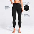 Trimline Natural-Waist Legging in black, waistband detail.