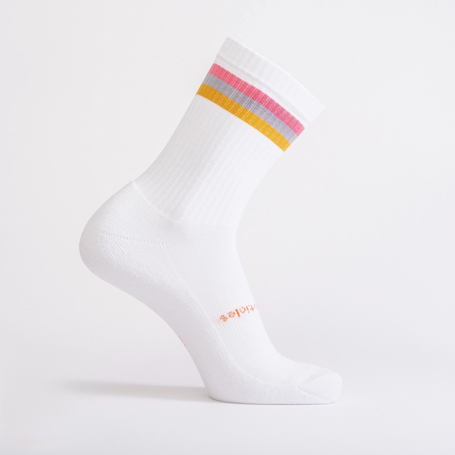 White Pink Grey Yellow Stripe_Striped Crew