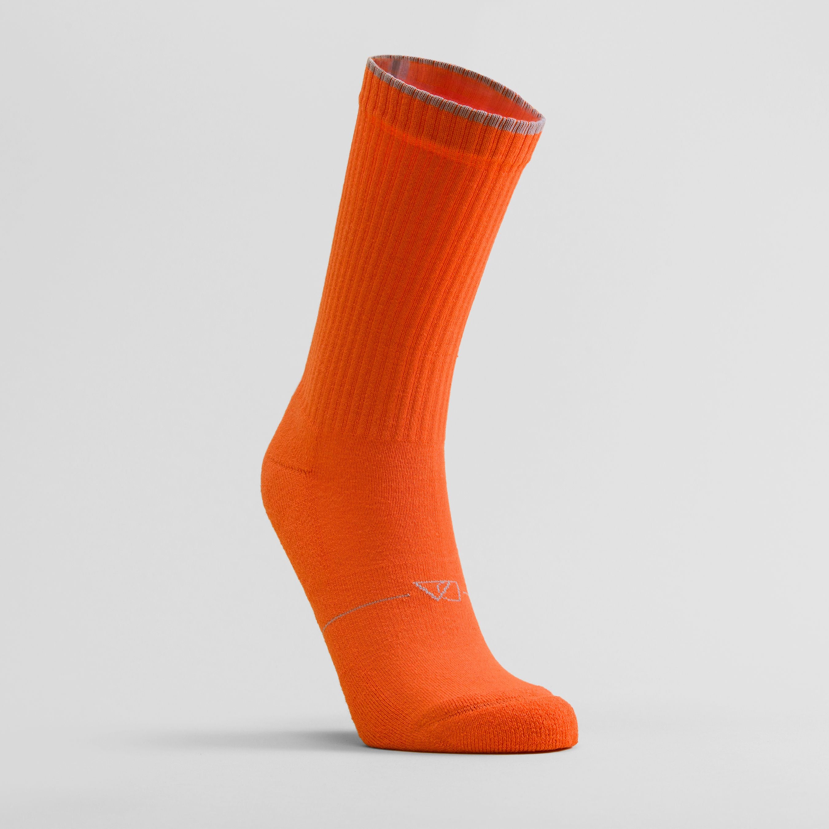 Orange women's crew sock by Definite Articles, side profile