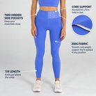 Trimline Core Support Legging in persian jewel, waistband detail.