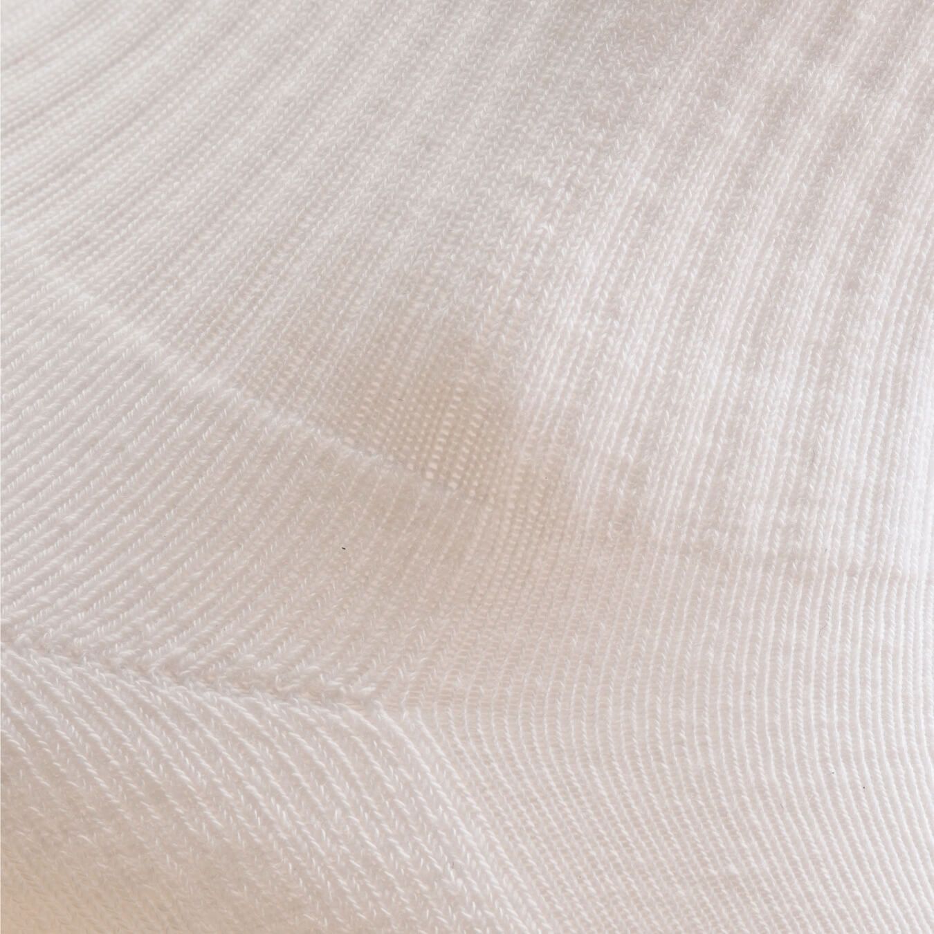 White women's crew sock by Definite Articles, close-up of fabric texture