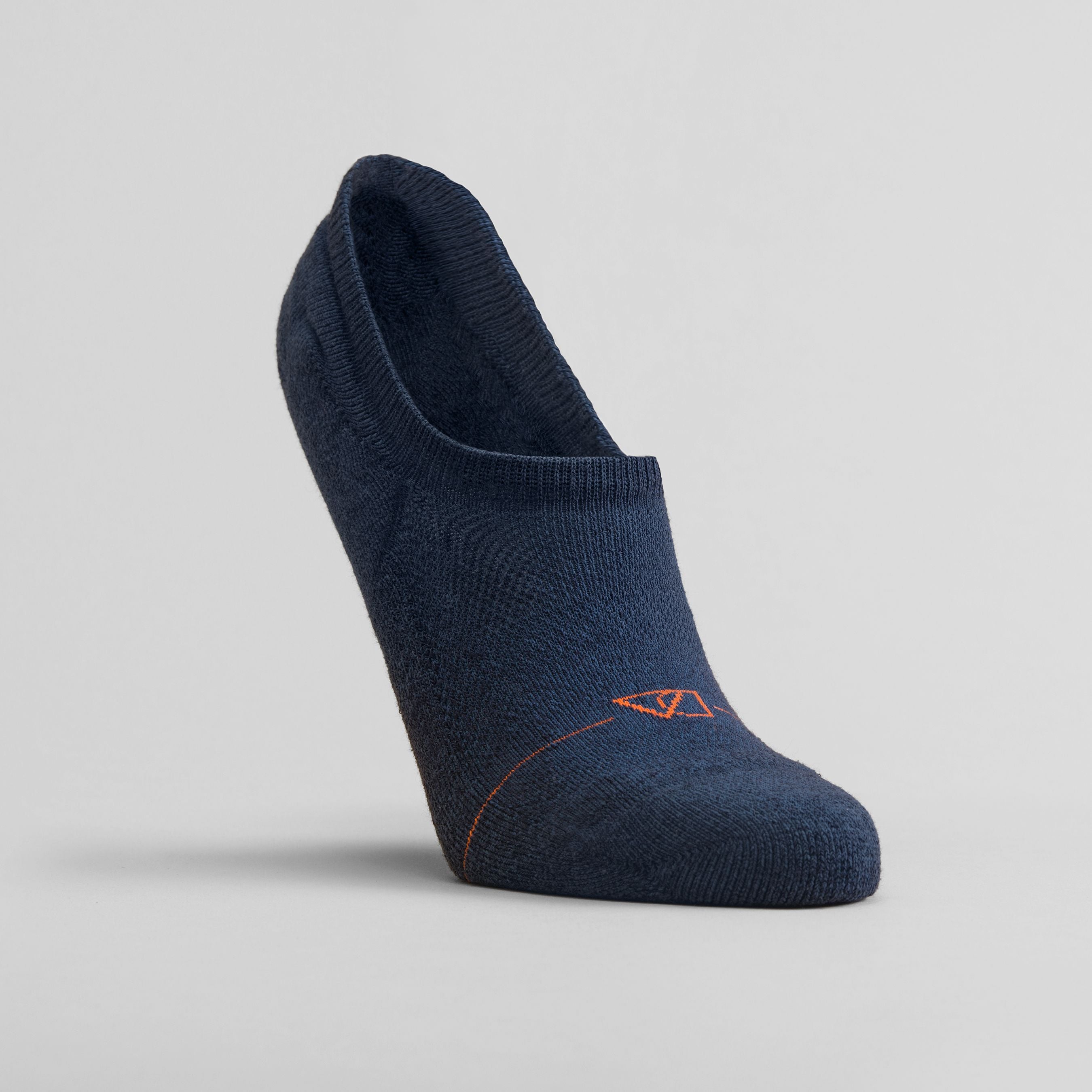 Women's mid blue no-show sock 6-pack by Definite Articles, close-up of heel grip