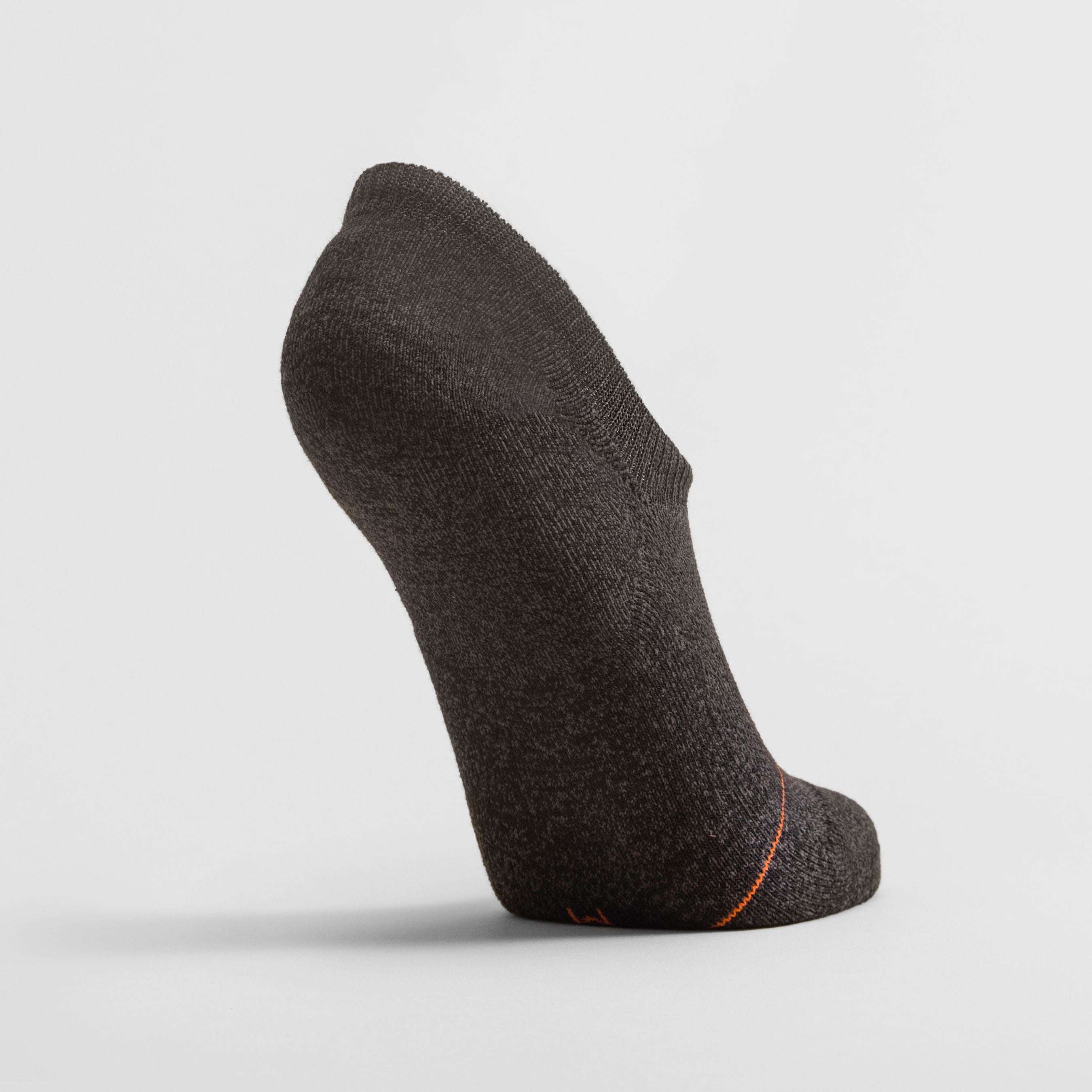 Women's charcoal no-show sock 6-pack by Definite Articles, side profile