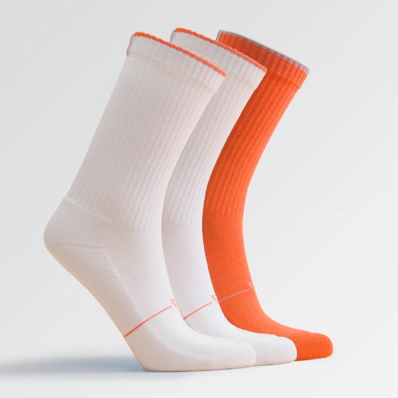 White orange mix women's crew sock 3-pack by Definite Articles, front view