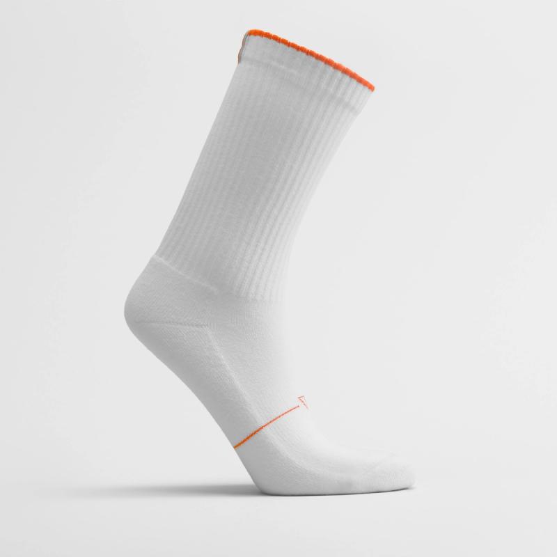 White women's crew sock by Definite Articles, front view